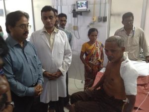 GAIL director interacting with Andhra gas pipeline incident survivors