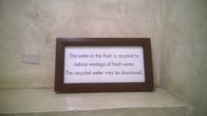Conserving water in the rest rooms to be social responsible 