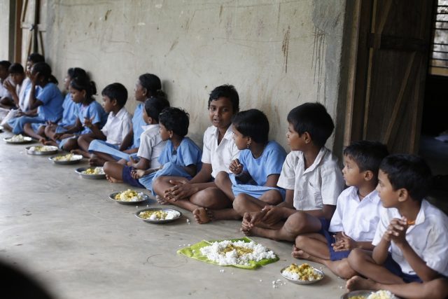 Children Eating at Nand ghar