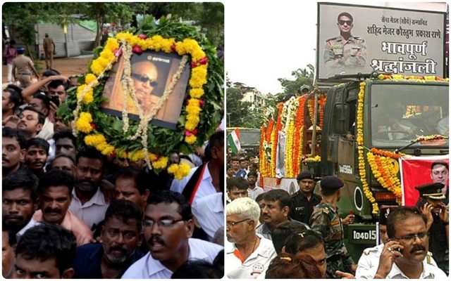 Shri Karunaniddhi and Major Kaustubh Rane Funeral