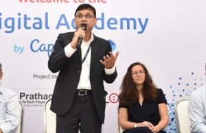 Ashwin Yardi - CEO of Capgemini India addressing media & students during launch of Digital Academy