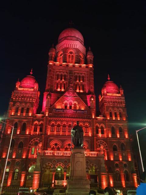 BMC headquarters were lit up in red on 2020 International Women's Day in India