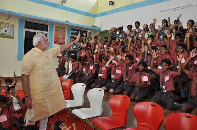 PM Modi in NMDC school