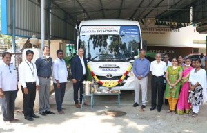 The bus being flagged off