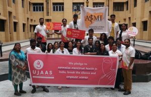 Ujaas and ASMI team pledge to raise awareness about menstrual health and hygiene on the occassion of Doctor's Day