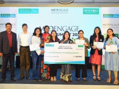 Young medical students felicitated with MedEngage Scholarships at the MedEngage Annual Summit 2024 held in Chennai.