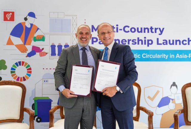 From left to right - Mr. Carlos Pagoaga, President, The Coca-Cola Foundation; Mr. Christophe Bahuet, Deputy Regional Director for Asia and the Pacific, UNDP