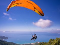 student paraglides to exam centre