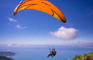 student paraglides to exam centre